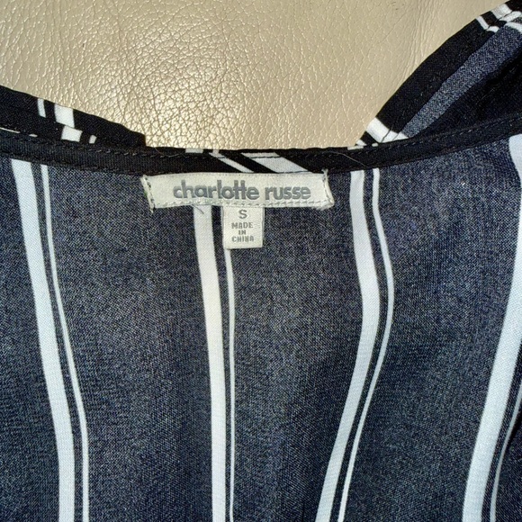 Charlotte Russe Striped Knot Front Wide-Leg Jumpsuit Black White Size S. - Picture 10 of 12